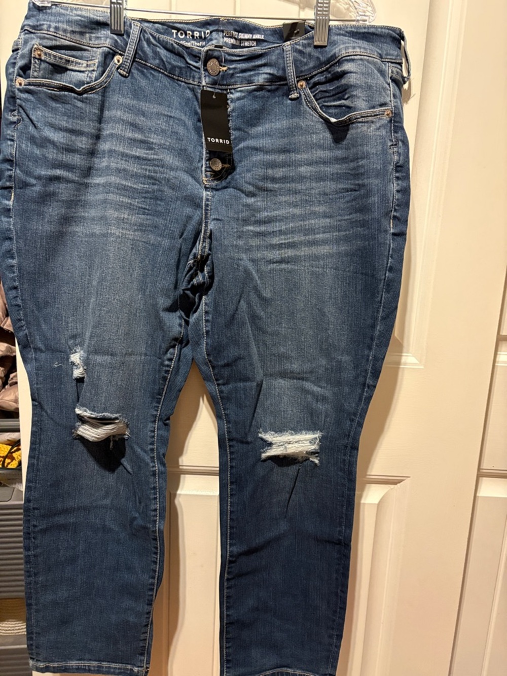 torrid Medium Blue Distressed Straight Leg Jeans
